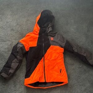 Spyder Kids' Vibrant Orange and Black Puffer Ski Jacket